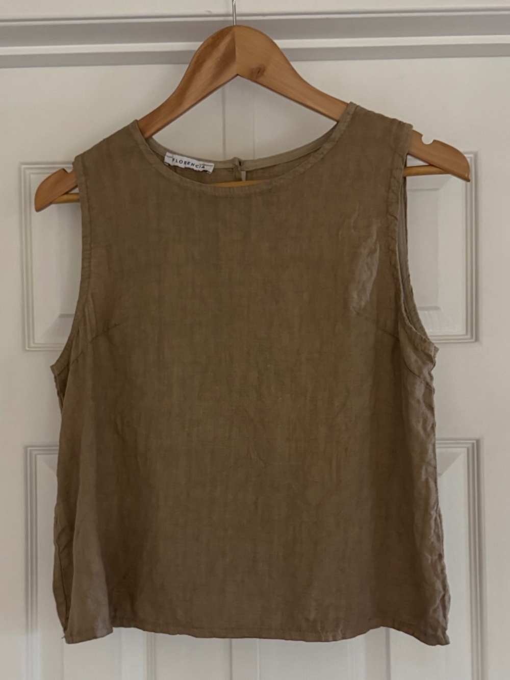 Florencia Linen Sleeveless Top - 8/M - caramel